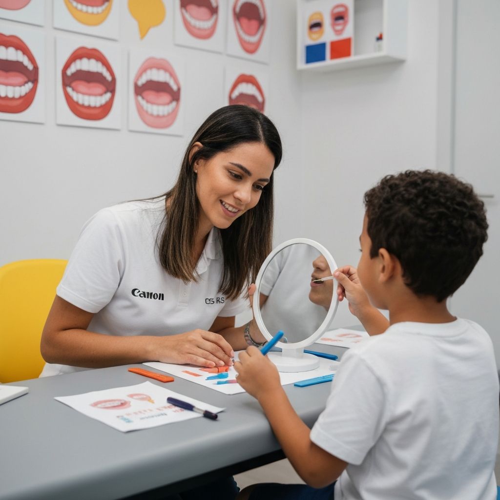 Criança em sessão de Fonoaudiologia trabalhando habilidades de comunicação